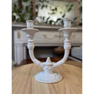 LENOX BUTLER'S‎ PANTRY white discontinued Double Candlestick 10 1/4" EUC